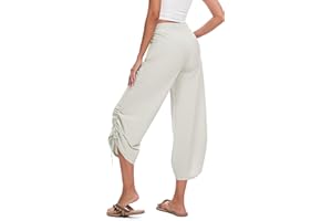 Cagola Women's 25" Wide Leg Beach Pants High Waisted Swim Capris Baggy Summer Travel Pant Quick Dry Flowy Cropped Bottoms