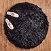 Ashler faux fur rug, Fluffy Shaggy Area Rug Ultra Soft 3 x 3 Feet Round Fur Rug, Black Fuzzy Rug Machine Washable Shag Rug, Nursery Decor Throw Rugs for Bedroom, kids room, Living Room