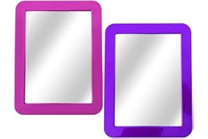 Vermo Magnetic Mirror - 2-Pack Locker Mirror - 5" x 7"- for School Locker, Bathroom, Household Refrigerator, Locker Accessory, Workshop Toolbox, Office Cabinet or More, Purple and Pink