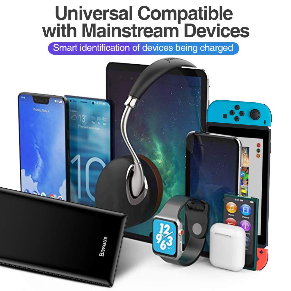 USB C Power Bank, Baseus 30000mAh Fast Charging External Battery Pack, 3 Output Port Portable Charger for iPhone 11 Pro Max, iPad, Mac, Samsung, Nintendo Switch, USB-C Laptops, Android and More
