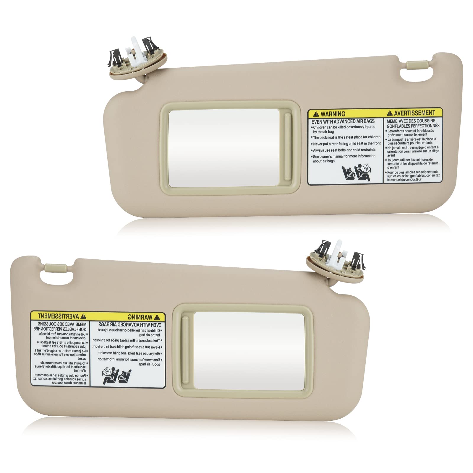 Photo 1 of 2Pcs Driver & Passenger Sun Visor Fit for Toyota RAV4 (Roof with Light) 2006 2007 2008 2009 2010 2011 2012 2013, Replace for 74320-42501-B2, 74310-42452-B2, Beige
