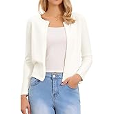 Allegra K Elegant Sweater Cardigan for Women's Pearls Trim Long Sleeve Open Front Bolero Shrug