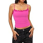 Starrylion Padded Lace Cami Top Double Lined Sexy Tank Top Spaghetti Strap Club Party Shirt