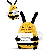 PinCute Bee Gifts Positive Crochet Animals: Valentine's Day Gifts for Women Friends Sister Mom Wife, Cute Funny Bee Dolls with Inspirational Support Cards Emotional Potato Room Decors (BEE Kind)