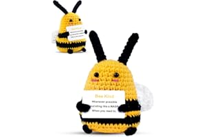 PINCUTE Bee Gifts Positive Crochet Animals: Birthday Gifts for Women Friends Sister Mom Wife Mother's Day, Cute Funny Bee Dolls with Inspirational Support Cards Emotional Room Decors (BEE Kind)