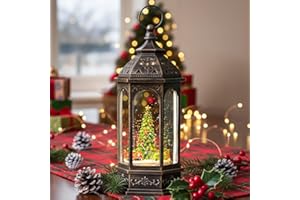 Snow Globe Lights Octagon Rotating Train Christmas Tree Scene Music Box, USB and Battery Powered Christmas Decorations Presen