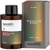 Scentify Holiday Mistletoe Magic Aroma Oil Christmas Refill Scent for Oil Diffusers - Pine, Oak, Moss, Clove, Cedar - Luxurious Relaxing Aromatherapy Fragrance 100ml, 3.38oz
