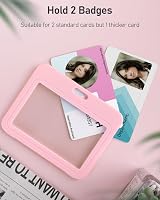Uniclife ID Badge Holder Double-Sided Windows Pink Card Protector Case view 3