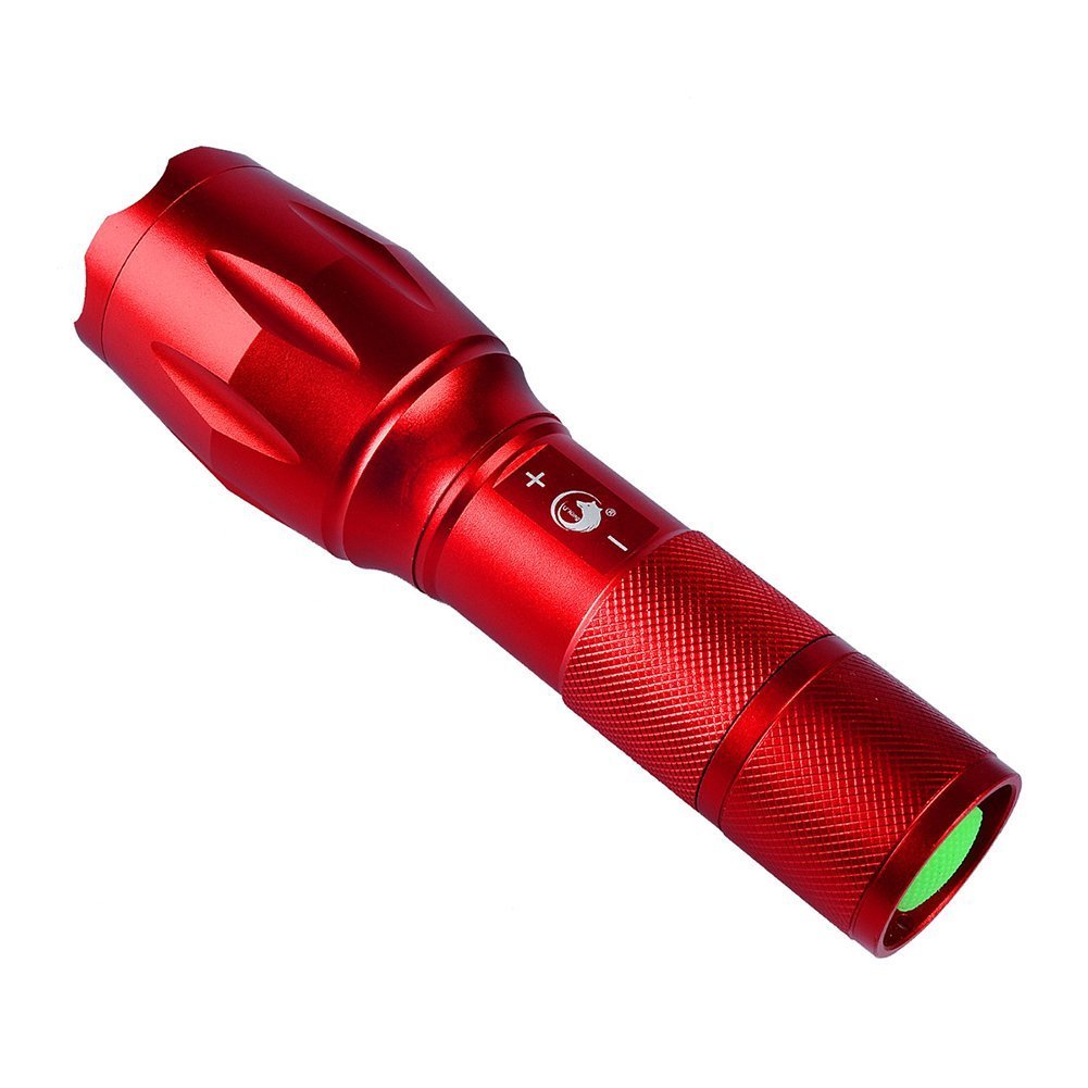 U \'King Taschenlampe Handlampe Rot Wasserdichte Wiederaufladbare Taschenlampe Ultra Bright für Haushalt,Camping,Garage und Outdoor