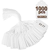 1000 PCS Price Tags with String,Actmuen 1.77 x 1.1 inches Hang Tag with Strings Attached,for Yard/Garage Sale‘s Name Labels f