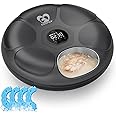Casfuy Automatic Cat Feeder Cordless - Automatic Cat Food Dispenser with Stainless Steel Tray for Wet Food Rechargeable Auto Feeder for Cats Small Dogs with Programmable Timer Low Battery Indicator