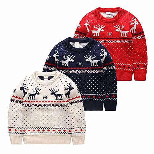 BESTERY Childrens Cotton Christmas Sweater Pullover Outfit Jumper for Christmas Party Photograph Best Gift (4T Navy) - Thumbnail 4