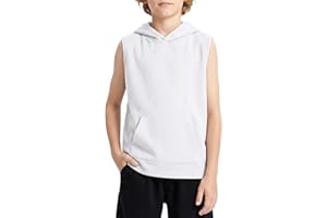 ArthomaHige Boys Tank Tops Undershirt Hoodie Sleeveless Kids Athletic Workout Hooded Shirts Muscle Tees Basic T-Shirt 5-12 T