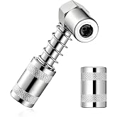 Gdnecad 90 Degree Grease Coupler Adapter, 3 Jaw Quick Release Lock on Grease Coupler for Tight Spaces, Sturdy Steel Greases Couplers Lubrication Tool for Automotive Industrial Use (Coupler+Sleeve)