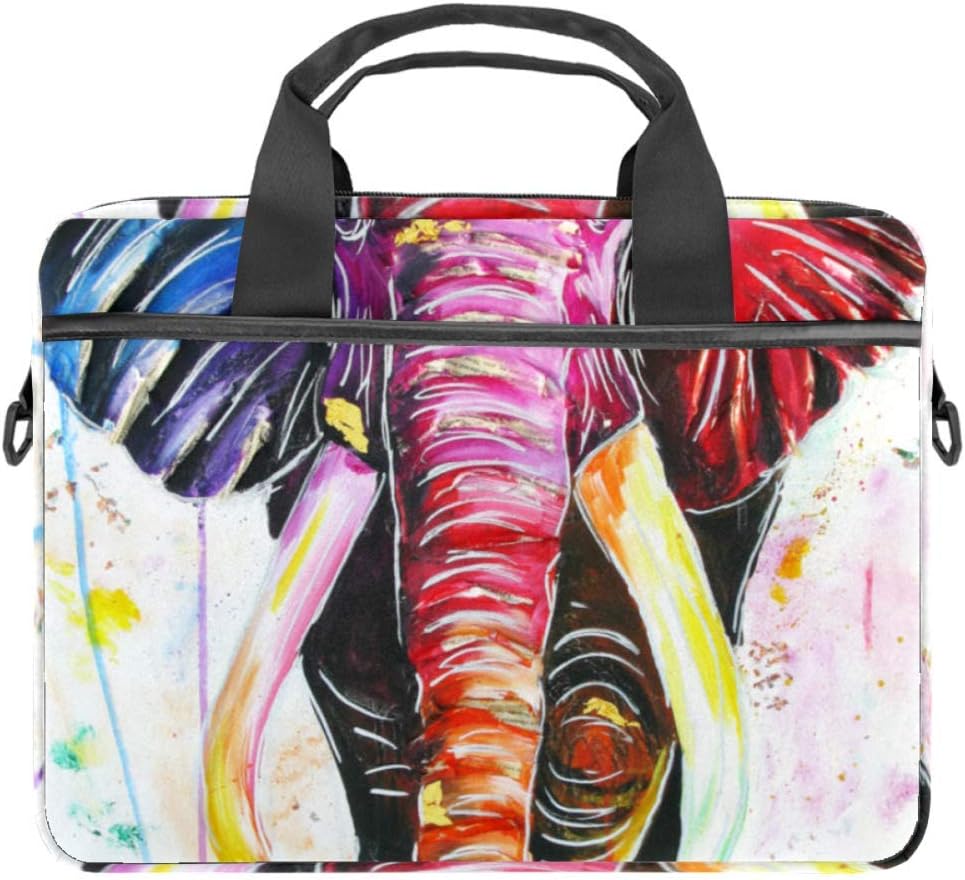 Watercolor Elephant Laptop Bag Briefcase Shoulder Messenger Bag Water Repellent Laptop Bag Satchel Tablet Bussiness Carrying Handbag Laptop Sleeve for Women and Men