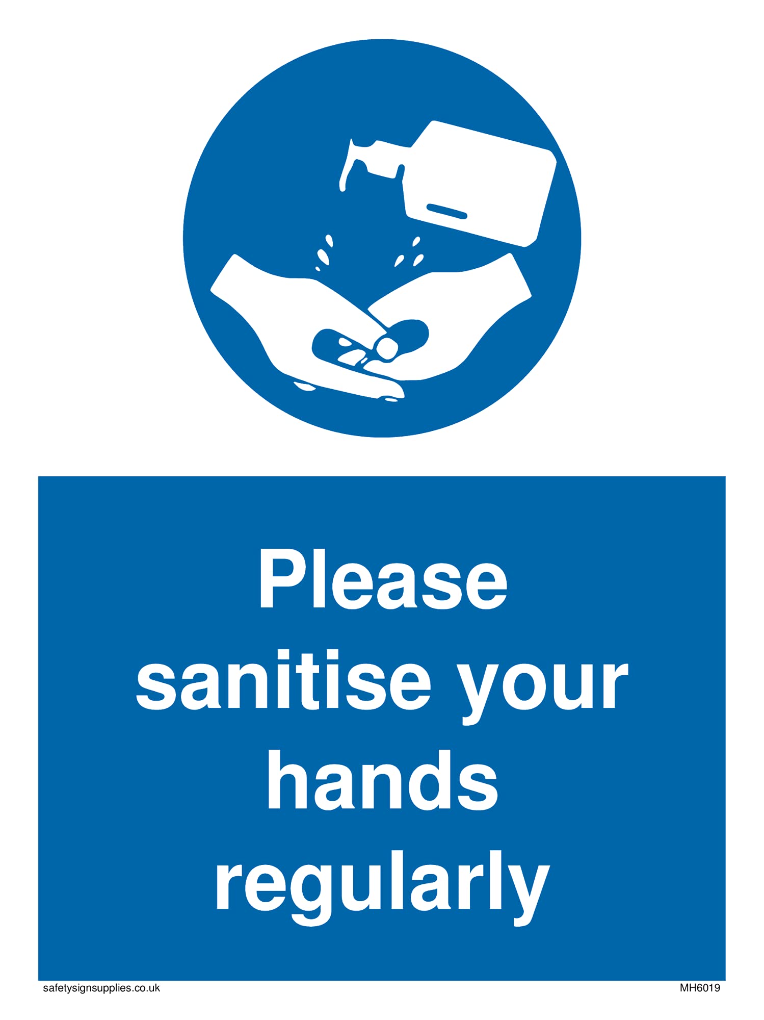 Pack of five - Please sanitise your hands regularly with mandatory hand sanistser symbol Sign - 150x200mm - A5.