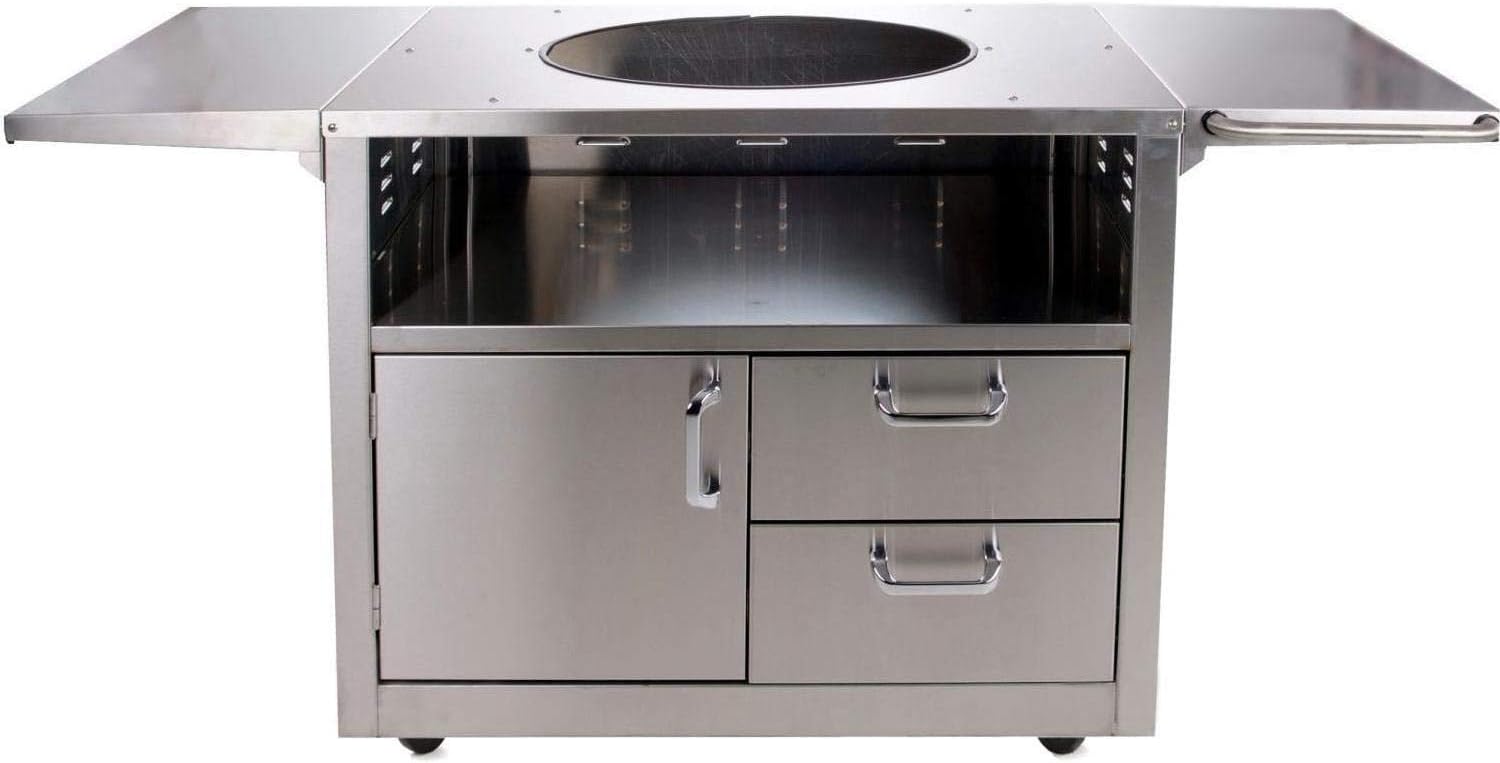 BBQGUYS Stainless Steel Cart for Grill Dome Large Ceramic Grills - SS-Kamado-Cart