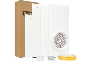 Garfine Portable AC Window Seal Kit Compatible with 5.9 inch Hose, Max Length 52.3”, Window Vent Kit with Vent Screen, 2 Types of Weather Stripping and Window Lock for Window & Patio Sliding Door