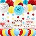 NICROLANDEE Carnival Party Supplies Birthday Balloon Tissue Paper Flowers Pom Poms Honeycomb Ball Circle Dots Hanging Garland Banner for Circus Baby Shower Clown Backdrop Beach Kids Party Decorations