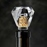 Halyhun Rustproof Glass Diamond Wine Stopper 1pcs, Decorative Crystal Wine and Beverage Bottle Stopper for Kitchen, Elegant Wine Stopper with Gold Foil décor, Made of Premium Glass and Silicone, Clear