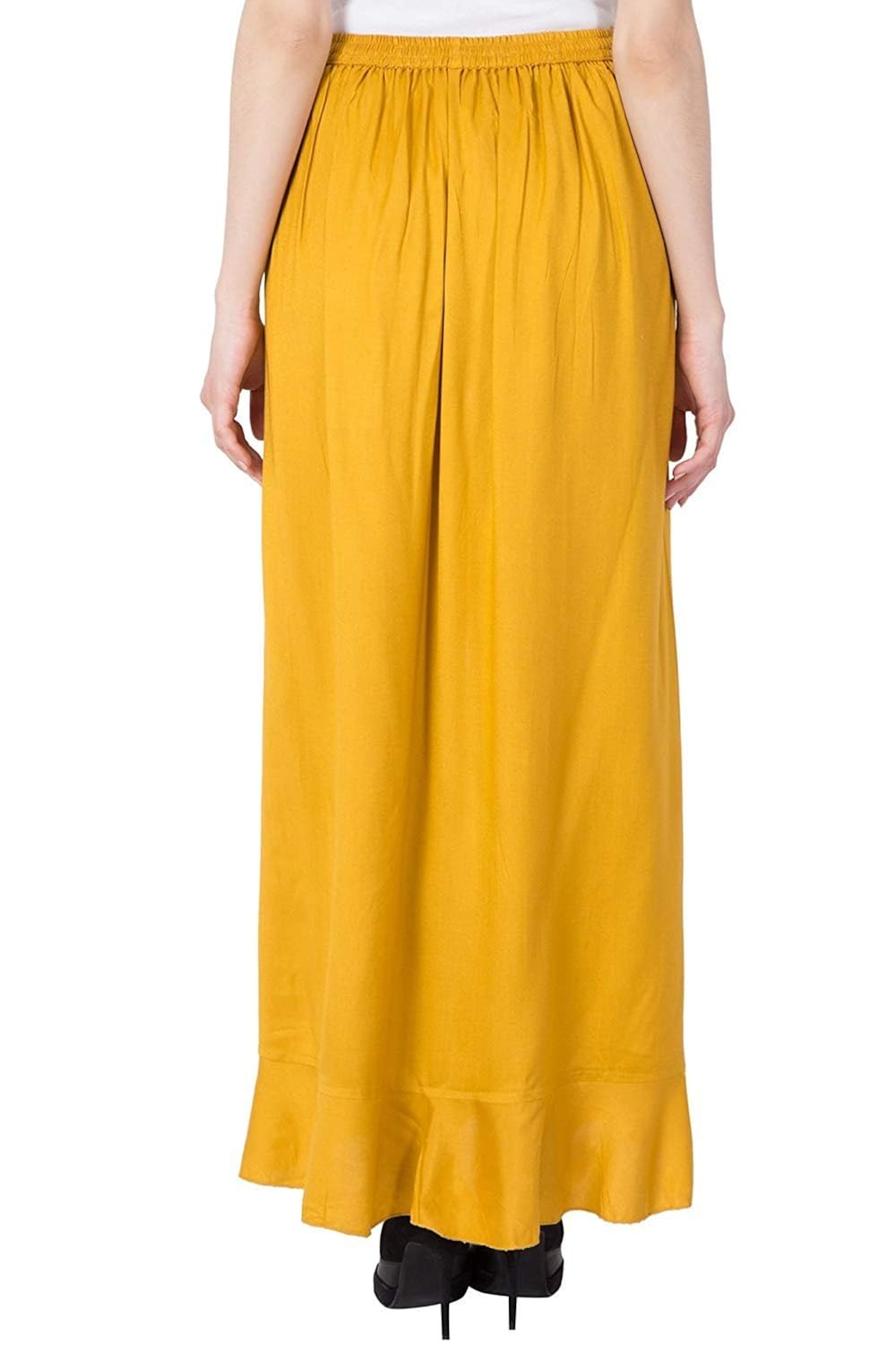 dudi's women's ruffle palazzo skirt (d40_yellow_free size)