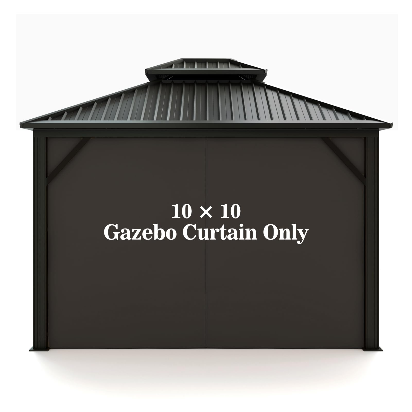 Photo 1 of Hugline Gazebo Universal Replacement Privacy Curtain 10' x 10' Gazebo Side Wall Outdoor Privacy Panel with Zipper (Black)
