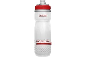 Podium Chill Insulated Bike Water Bottle - Squeeze Bottle - 21oz, Fiery Red/White