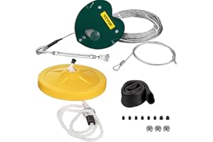 VEVOR 80ft Yellow Zip Line Kit Kids Adult Zip Line Trolley Slackers Zip Lines with Seat and Handle Heart Shaped Trolley for B