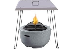 NICE CHOOSE Fire Pit Heat Deflector, 24''x24''x24'' Outdoor Stainless Steel Fire Pit Cover Square Fire Pit Burner Cover to Push Heat Down and Out with 4 Foldable Legs & Carrying Handle