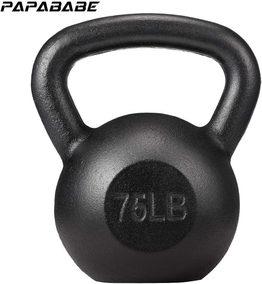 PAPABABE Kettlebell Weights Cast Iron Kettlebell Weight Set Hand Weights Man Women Homge Gym Weight Ball Kettle Bells Deadlift Squat, Single