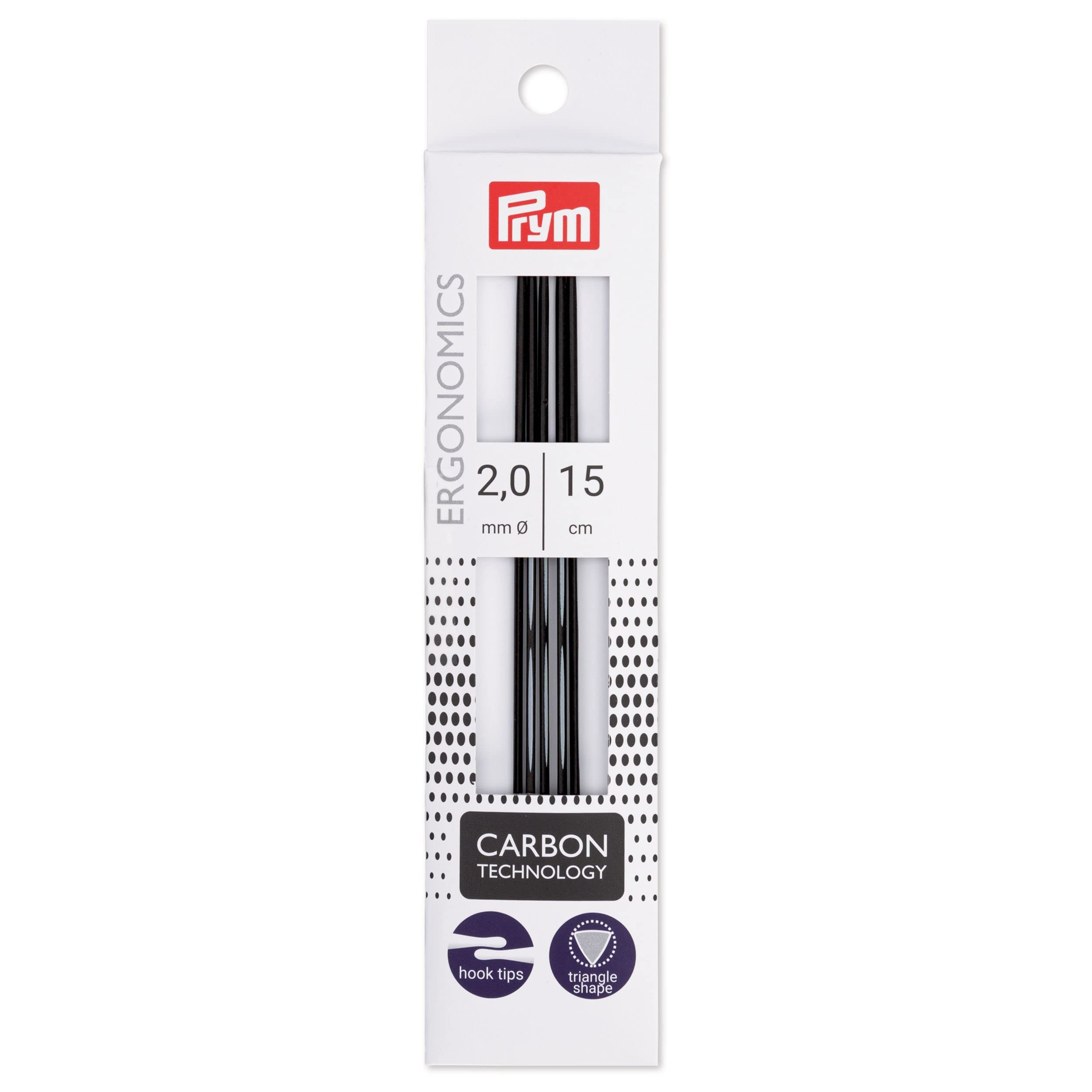 Prym Double Pointed Kniting pins, Carbon Technology, 15cm x 2mm