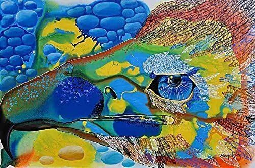 Above the clouds - Original Handmade Creative Abstract Animal Artwork