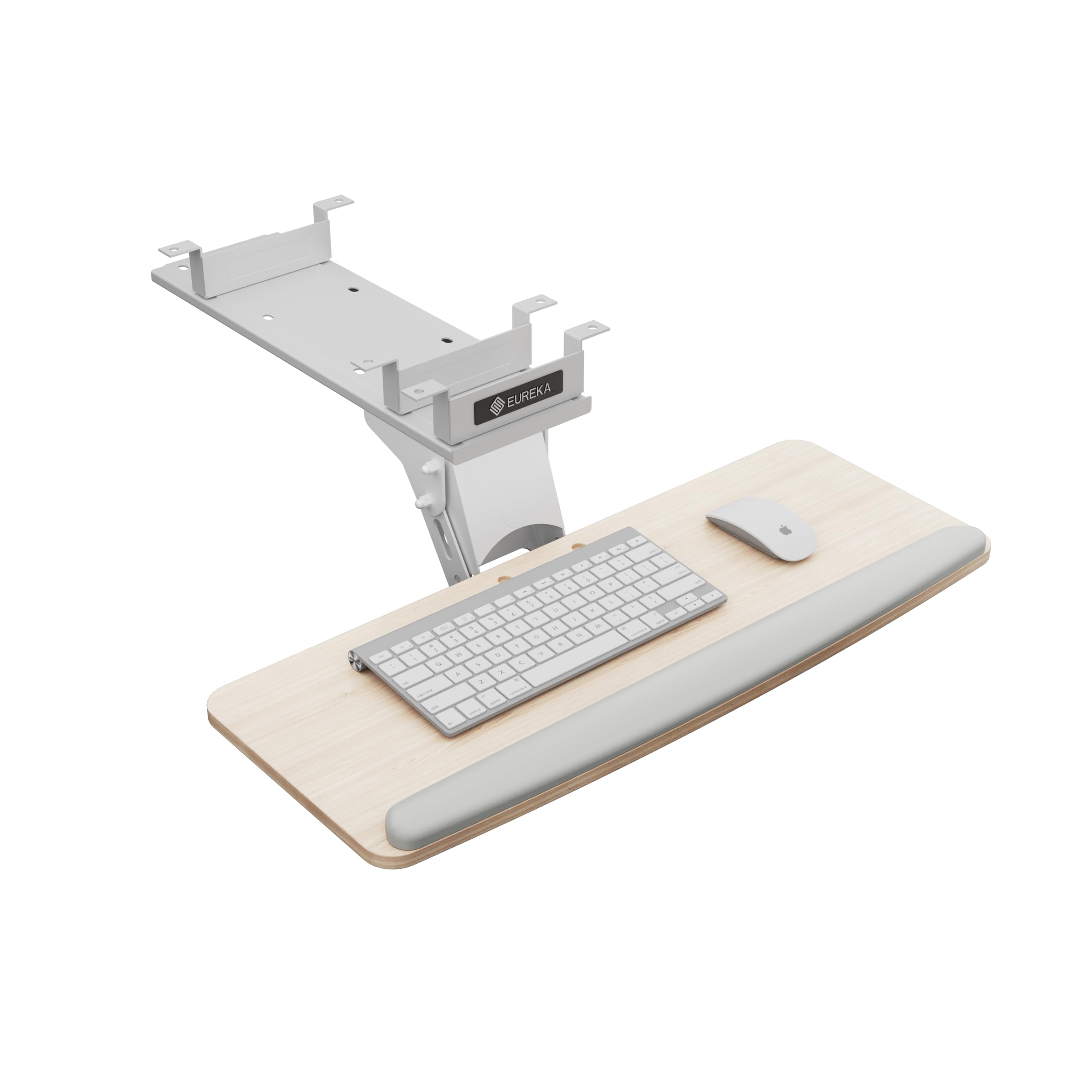 Photo 1 of EUREKA ERGONOMIC Keyboard Tray Height Adjustable, Swivel Tilt Computer Keyboard Drawer Under Desk, 25x9.13'' Sliding Keyboard & Mouse Platform with Mouse Pad for Typing, Maple