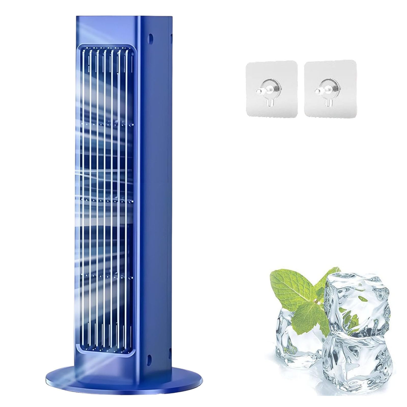 Portable Air Conditioner, Air Cooler, Beat the Scorching Heat & Humidity — Instantly, USB Powered, Quiet Personal Cooling Fan for Desk, Bedroom & Office Use (Blue, Plug-in type)