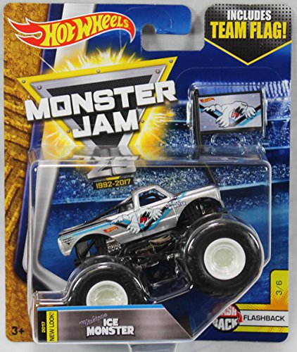 Hot Wheels Monster Jam Michigan Ice Monster NEW LOOK 2017 Includes Team Flag