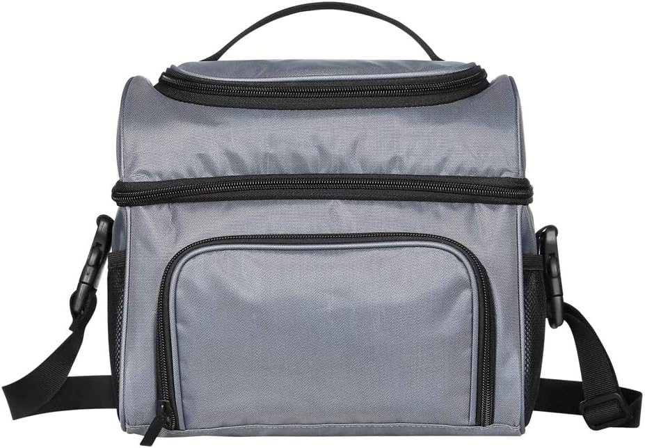 Lunch Cooler Bag for Man, Large Lunch Bag, Insulated Travel Bag, Keep Food Warm 2 Main Spacious Compartments Double-sewn 600D Oxford Fabric Large Mesh Side Pockets and Detachable Shoulder Strap