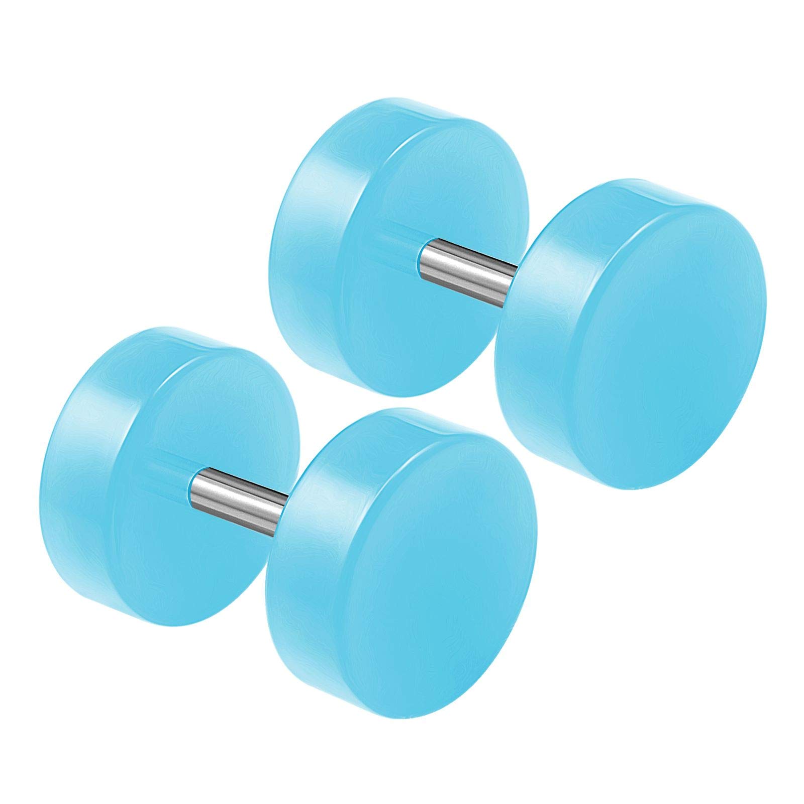 KJM FASHION 2PCS Light Blue Acrylic 16g 1.2mm 0g 8mm Screw Cheater Plug Earring Illusion Gauge Ear Lobe Piercing Jewellery 2107