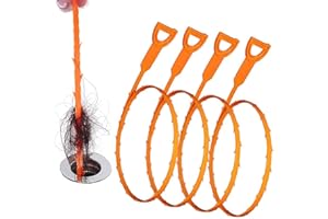 FATHER.SON Drain Clog Remover Snake, Plumbing Toilet Hair Snake Drain Cleaner Auger Catcher for Kitchen, Sink, Bathroom, Tub, Shower(4 Pack 20inch)