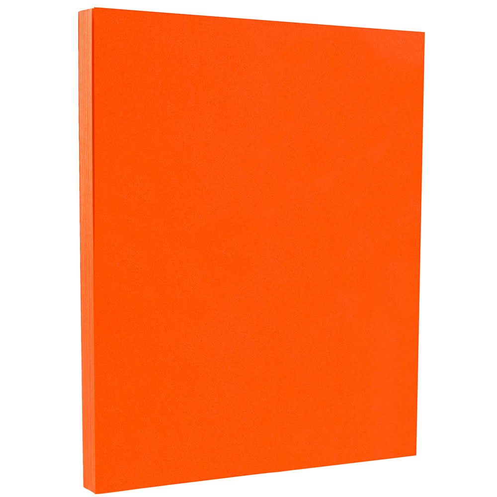 JAM PAPER Bright Coloured Cardstock - 215.9 x 279.4 mm Coverstock - 176gsm - Orange Recycled - 50 Sheets/Pack