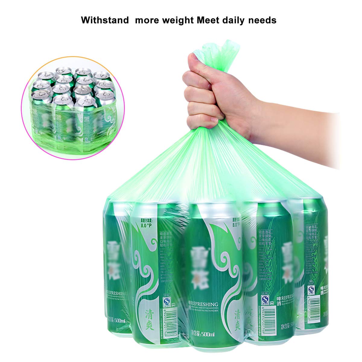 Biodegradable Garbage Bags,4-6 Gallon Small Trash Bags,100 Counts Small Garbage Bags Leak Proof Compostable Bags Wastebasket Liners for Office,Home,Bathroom,Bedroom,Car,Kitchen,Pet(Green+Black)