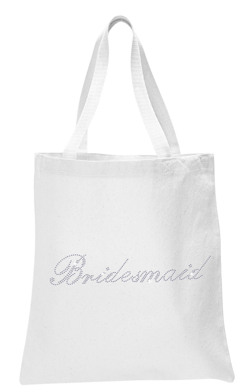 Varsany Large Beautiful Luxury White Cotton Bag with Rhinestones, Wedding Gift Bridesmaid