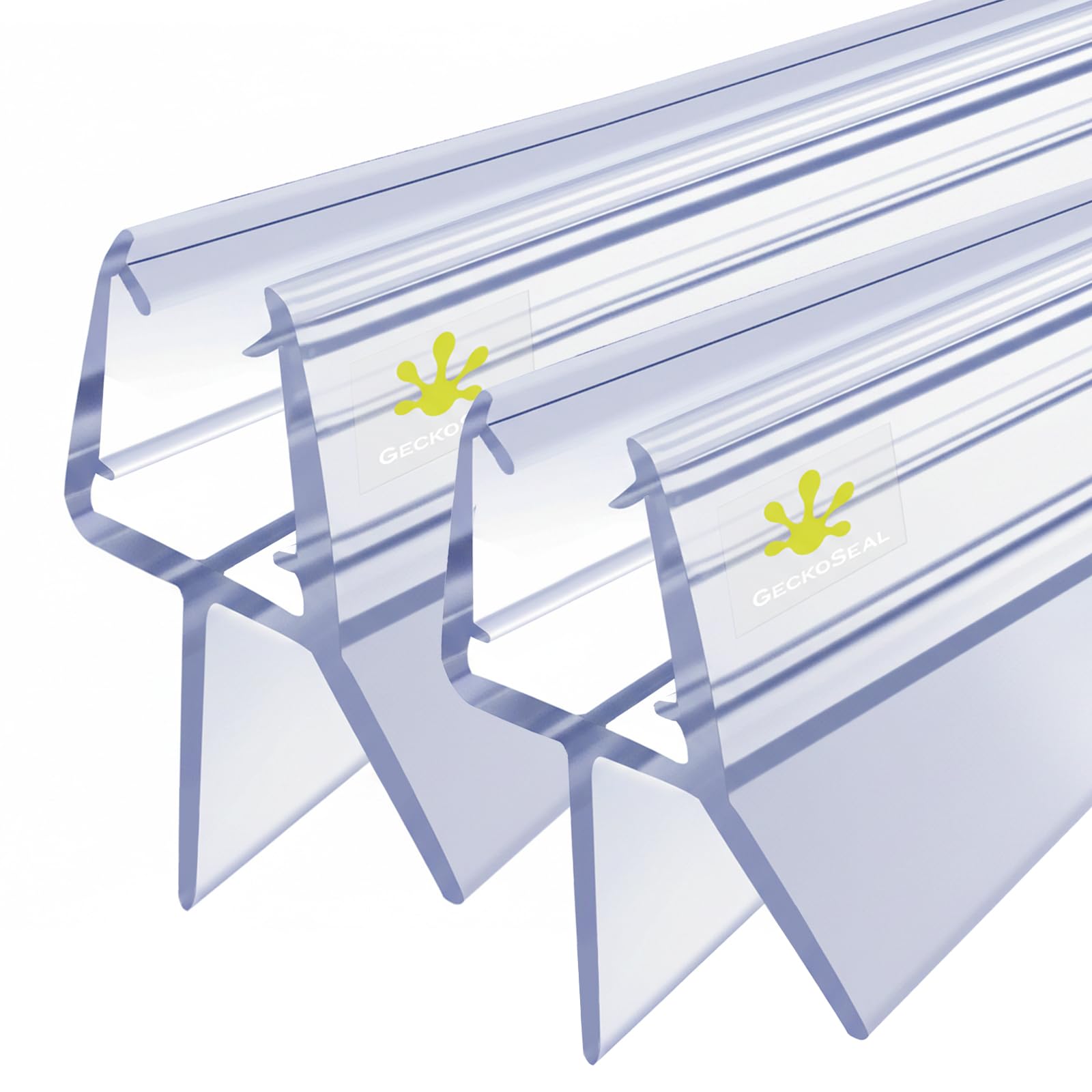 GECKOSEAL Shower Screen Seal Strip for 4-6mm Glass, Transparent Shower Door Seal Strip to 12mm Gap, Adjustable Shower Seal Strip Replacement with 90cm (2 Pieces)