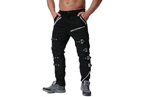 Idopy Men`s Steampunk Gothic Hip Hop Punk Rock Pants with Chain