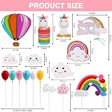 OSDUE Happy Birthday Cake Toppers Rainbow Balloon Cloud Theme Set view 2
