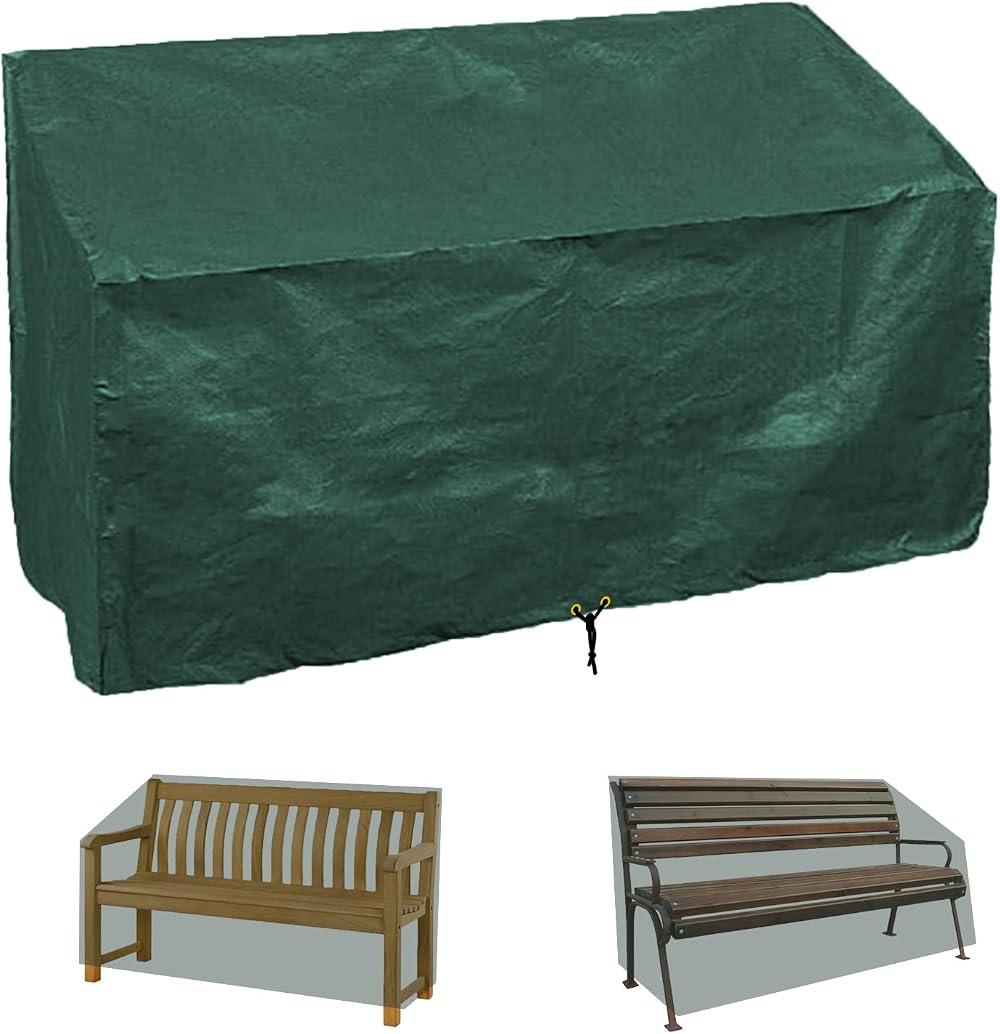 RICHIE Garden Bench Cover 163x66x63/89cm 3 Seater Waterproof UV Green