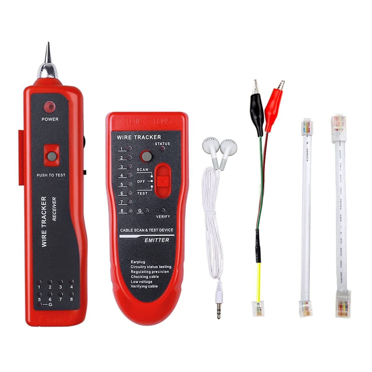 Network Cable Tester, LAN Telephone Wire Tracker Tone Diagnosis Tracer for STP UTP CAT5 CAT6 RJ45 RJ11, Detector Line Finder