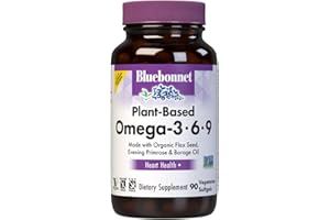Bluebonnet Nutrition Plant Based Omega 3-6-9-1000 mg – for Heart Health* – Highly Absorbable Cold Pressed Oil – Non-GMO Project Verified, Vegan – Free of Gluten, Soy & Milk - 90 Softgels, 90 Serving