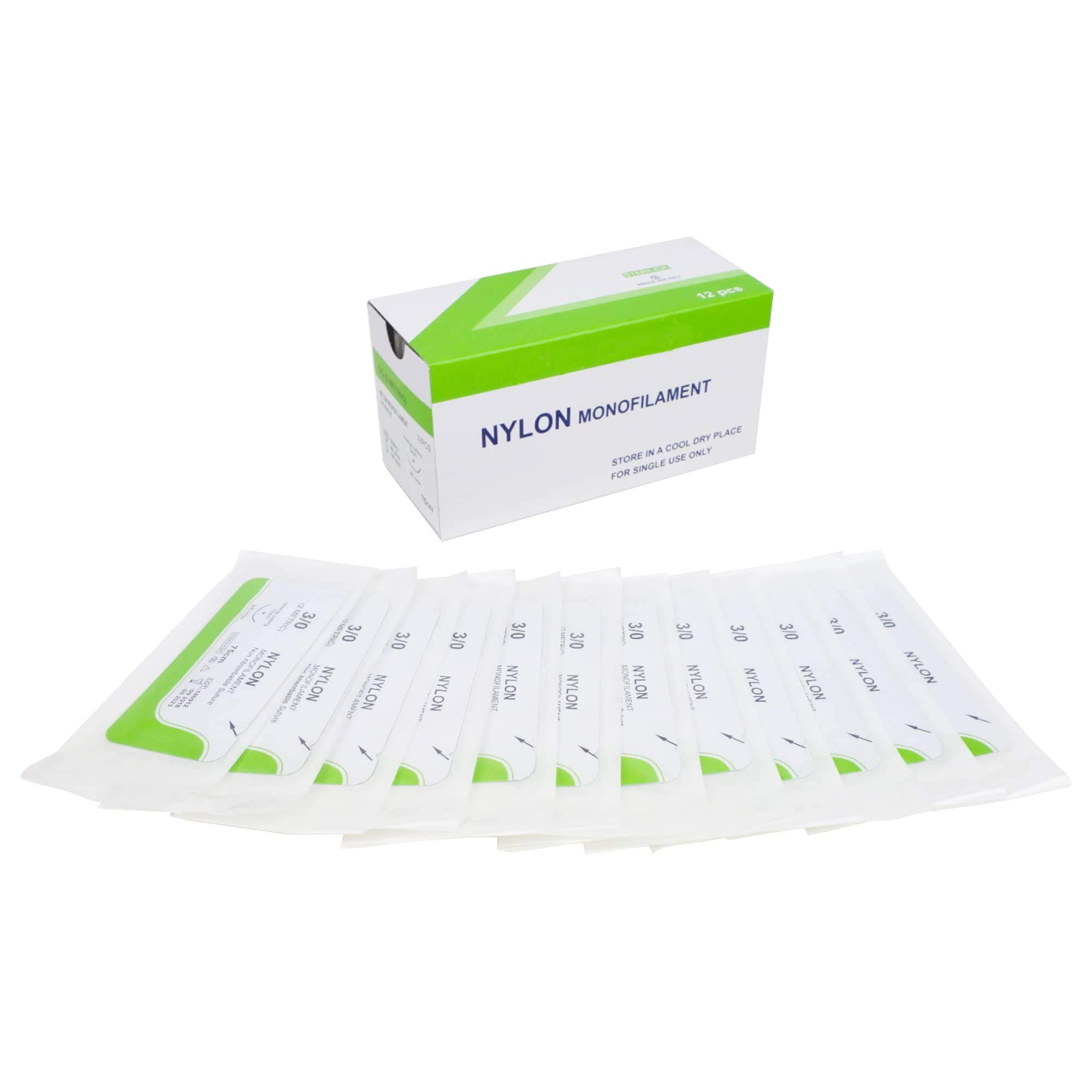 Suture Thread (12 Pack) | Best Suture Practice Thread | For Medical Students, Doctors, Dental, Nurses and Veterinarians | Nylon 3/0 Suture Thread | Suture Kit Add-on