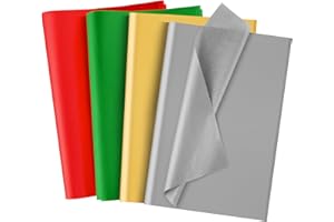 NEBURORA 100 Sheets Christmas Tissue Paper Red Green Silver Golden Gift Wrapping Tissue Paper for Holiday Gift Crafts Bags and Party Decorations