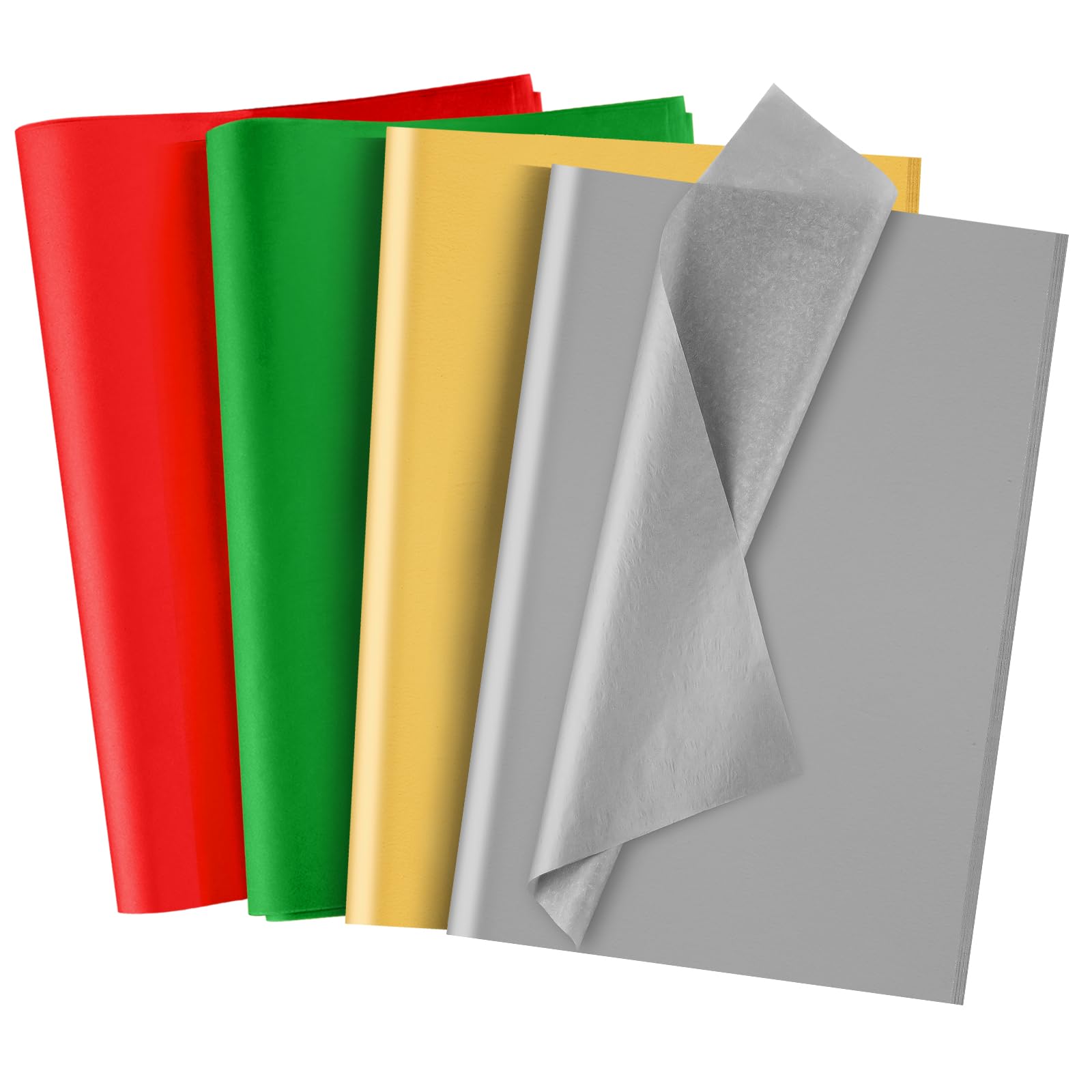 NEBURORA 100 Sheets Christmas Tissue Paper - Red, Green, Silver, Gold - Gift Wrapping & Craft Tissue Paper for Holidays & Parties